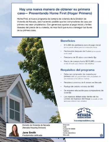 Home first flyer cover spanish