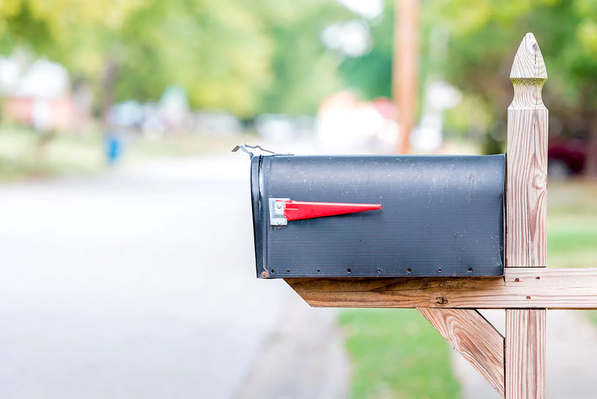 Mailbox with flag down